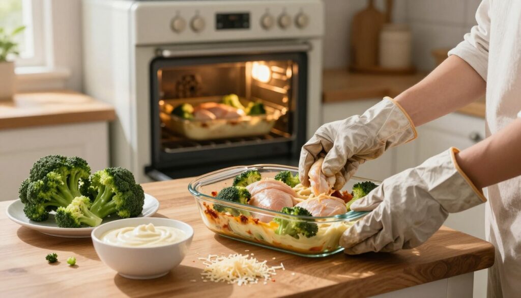 assembling and baking the dish
