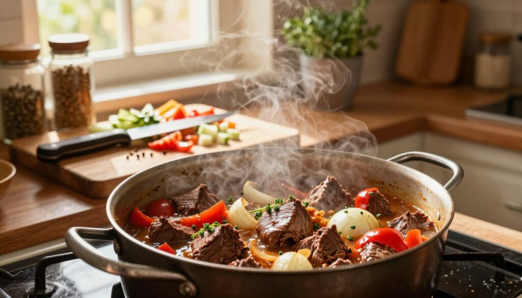 beef goulash cooking process