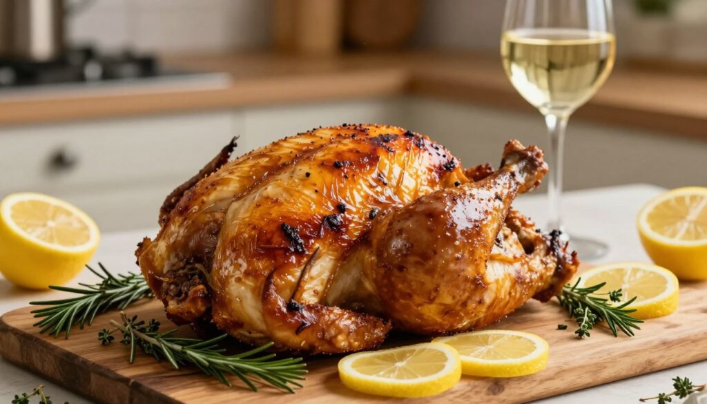 caramelised skin white wine around