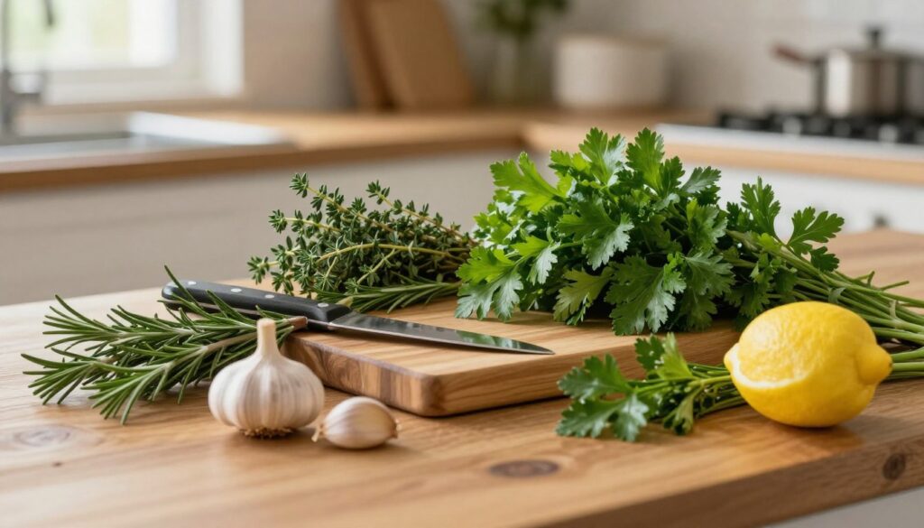 fresh herbs and aromatics