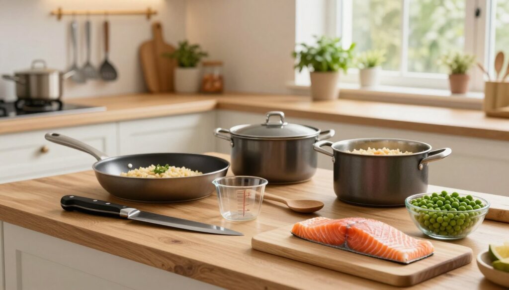 preparing kitchen equipment for mary berry salmon