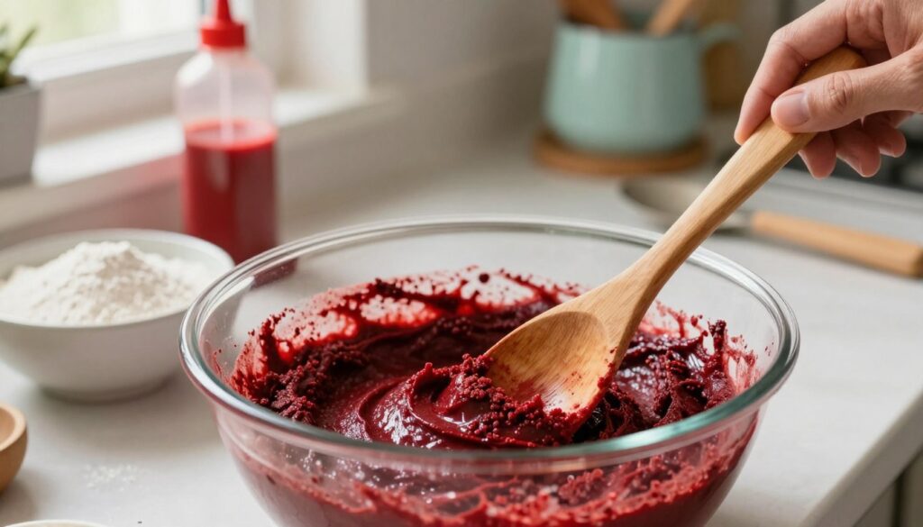 preparing perfect batter red velvet