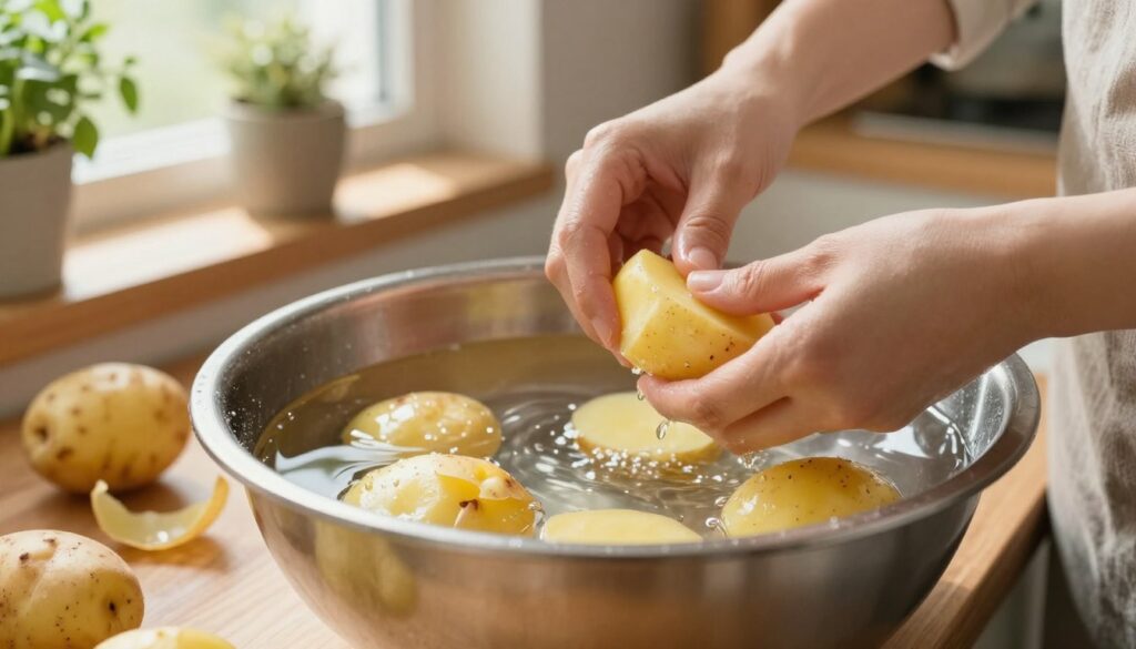 preparing potatoes in cold salted water