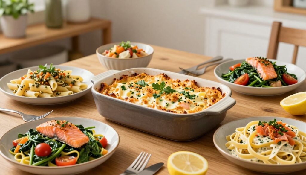 salmon pasta variations