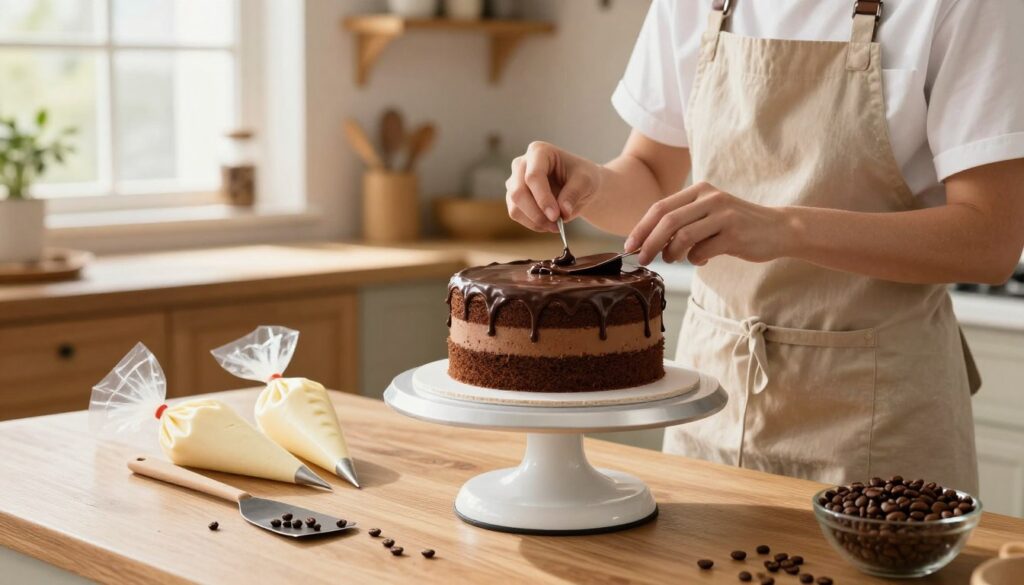 assembling cake