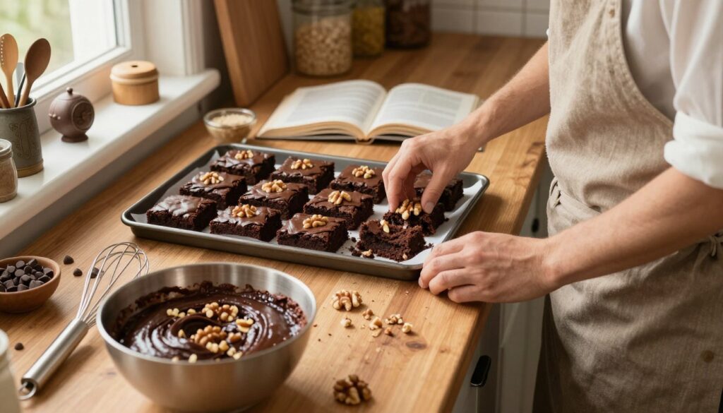 baking brownies