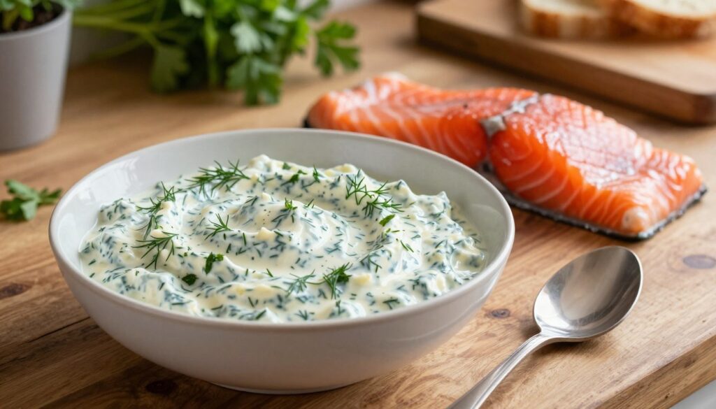 creamy herb base for salmon