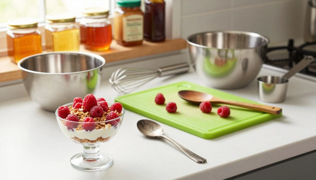 kitchen equipment for raspberry parfait