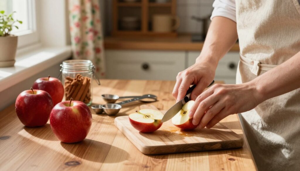preparing apples for oven