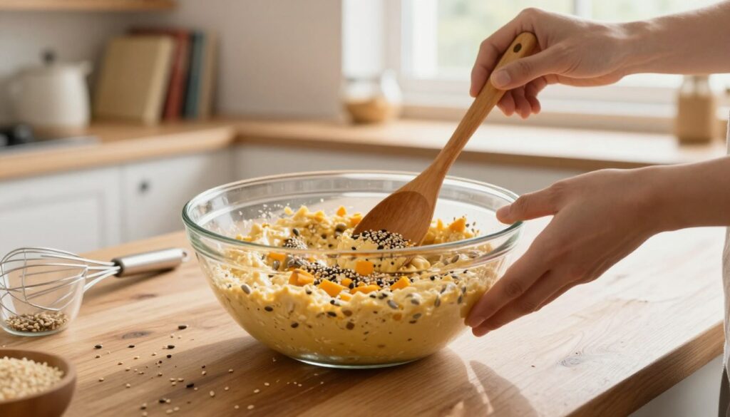mixing batter seeds