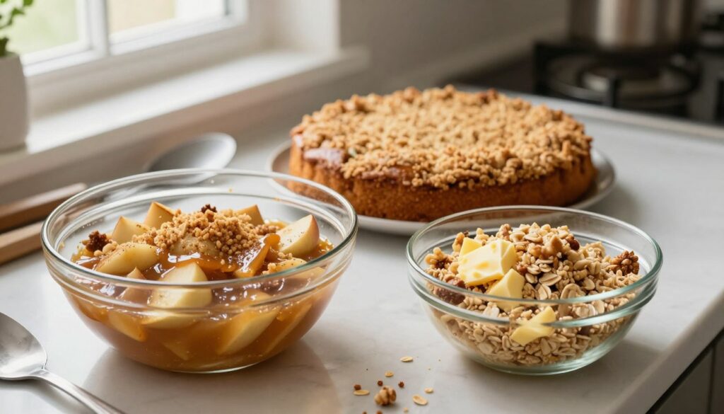 assembling layers apple crumble