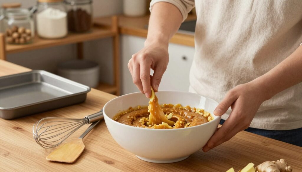 mixing techniques for ginger treacle sponge