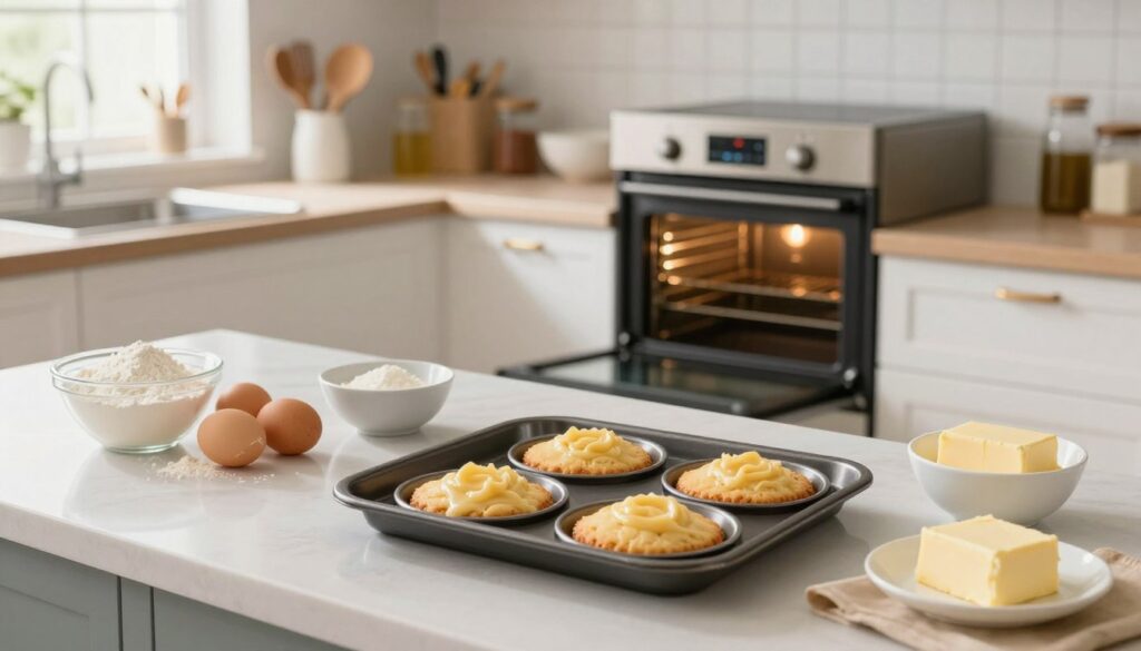 preparing oven and tins mini victoria